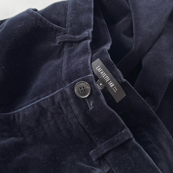 Lafayette 148 New York Women’s Black Blue Velvet Pants Size 8 - Picture 3 of 10